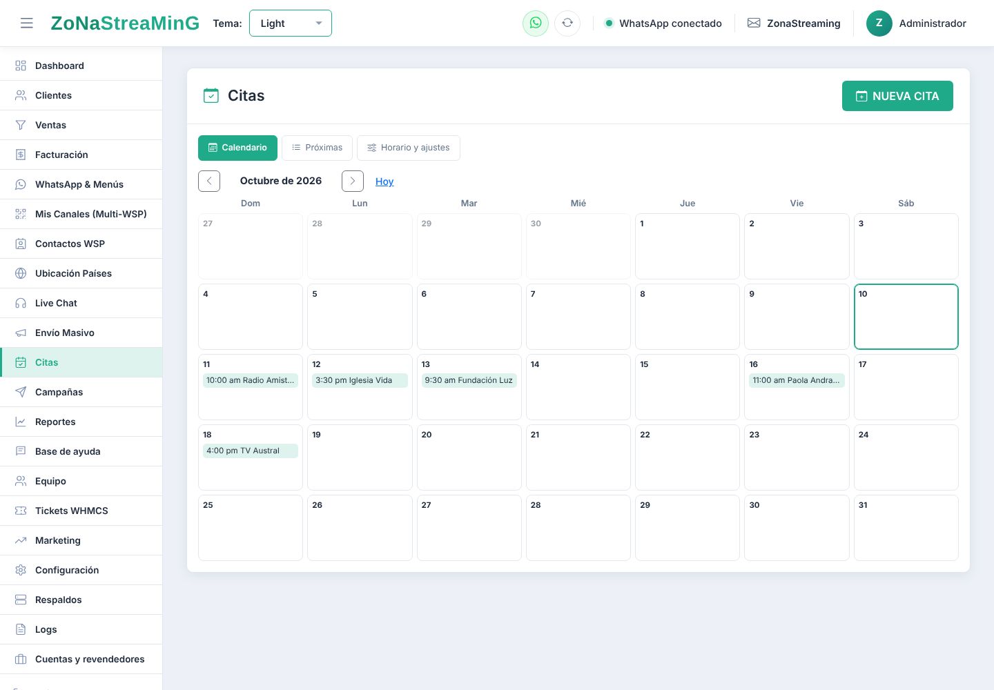 Calendario de citas