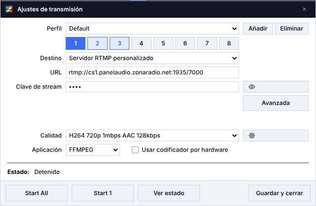Ajustes de transmisión